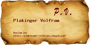 Plakinger Volfram névjegykártya